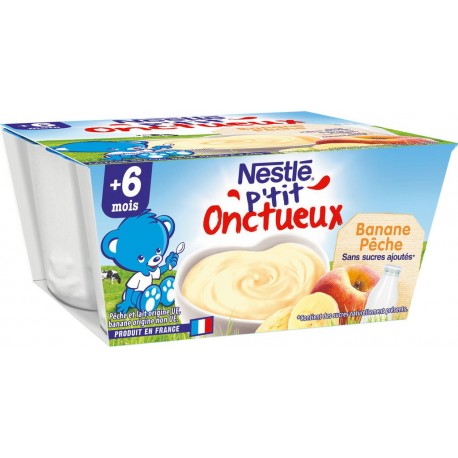 Nestlé Nestle P Tit Onctueux Desserts bébé 6+ mois, banane pêche NESTLE P'TIT ONCTUEUX