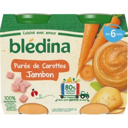 Bledina Petits pots bébé dès 6 mois, carottes jambon x2 200g