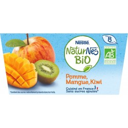 Naturnes Compotes bébé bio pomme , mangue & kiwi dés 8 moi sans sucres ajoutés