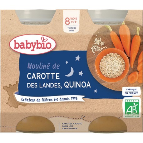 Babybio Petits pots bébé dès 8 mois, carotte quinoa