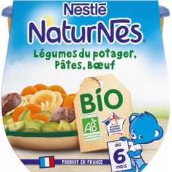 Naturnes Plat bébé dès 6 mois,légumes Pâtes Bœuf bio