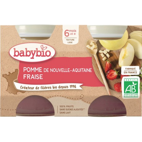 Babybio Compotes bébé dès 6 mois, pomme fraise