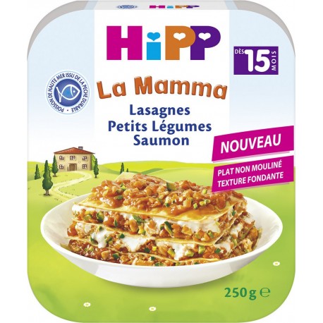 HIPP Plat bébé dès 15 mois Lasagnes Légumes Saumon