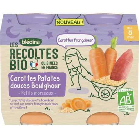 Bledina Repas bébé dès 8 Mois patates douces & boulghour LES RECOLTES Bio