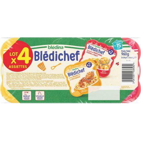 Bledichef Plat bébé Dès 12 mois Patate Douce, Légumes ,Poulet & Spaghetti à La Bolognaise