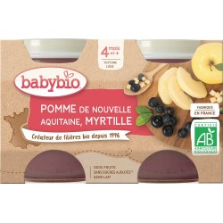 Babybio Compotes bébé dès 4 mois, pomme myrtille