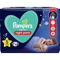 Pampers Couches culottes taille 5 : 12 - 17Kg baby-dry nuit x35