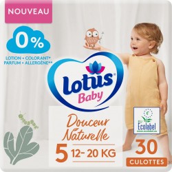 Lotus Baby Couches culottes bébé taille 5 : 12 - 20Kg douceur naturelle