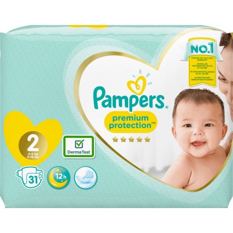 Pampers Couches bébé taille 2 : 4-8Kg premium protection