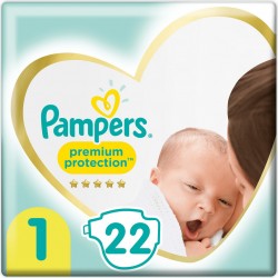 Pampers Couches bébé Taille 1 (2-5Kg) premium protection x22