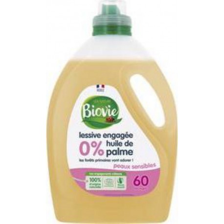 Biovie lessive liquide concentrée pour peaux sensibles 60 lavages 3L