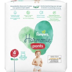 Pampers Couches Culotte Harmonie nappy pants taille 4 bébé 9-15Kg 24 couches (lot de 2 soit 48 couches)