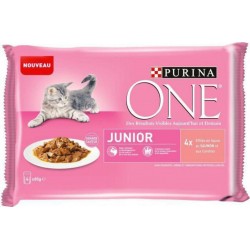 PURINA ONE Junior - Sachet fraîcheur au saumon - Pour chaton de 1 à 12 mois 4X85g (lot de 3)