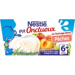 Nestlé P’tit Onctueux au Fromage Blanc Pêches (+6 mois) par 4 pots de 100g (lot de 8 soit 32 pots)