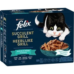 Felix Sachet repas Succulent Grill Poisson pour chat Grill Sélection Poissons 12x80g (lot de 6)