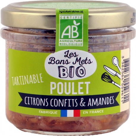 Les Bons Mets Bio Tartinable de poulet citrons confits & amandes