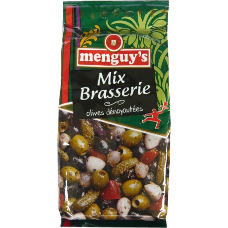 Menguy S Olives vertes et noires dénoyautées Mix Brasseries MENGUY'S 200g