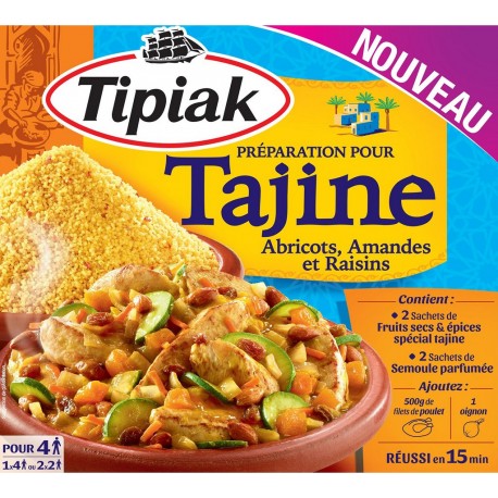 Tipiak Plat cuisiné tajine semoule abricot raisin et amande