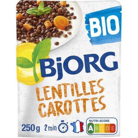 Bjorg Plat cuisiné lentilles carottes bio