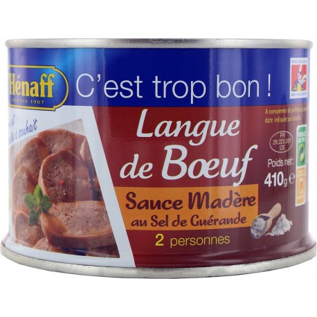 Henaff Plat cuisiné langue de bœuf sauce Madère