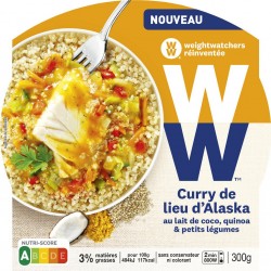 Weightwatchers Plat cuisiné curry de lieu d'Alaska au lait de coco et quinoa