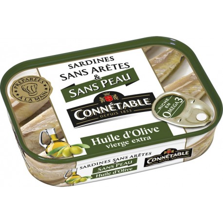 Connetable Sardines à l'huile d'olive vierge extra sans peau et sans arête 140g