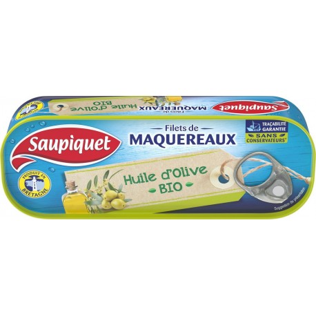 Saupiquet Filets de Maquereaux huile d'olive Bio