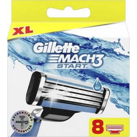 Gillette Nouveau Mach3+ Start Lames de Rasoir Authentiques pour Homme 8 Recharges