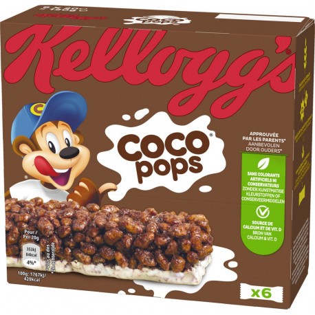 Kellogg's Barres céréales Coco Pops 20g x6