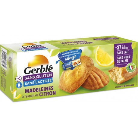 Gerble Madeleines citron sans gluten sans lactose 180g