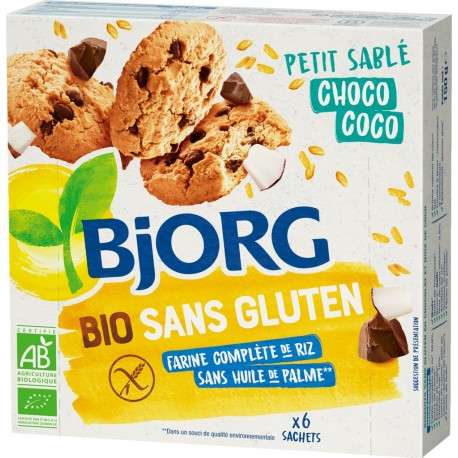 Bjorg Biscuits Bio petits sables choco coco sans gluten