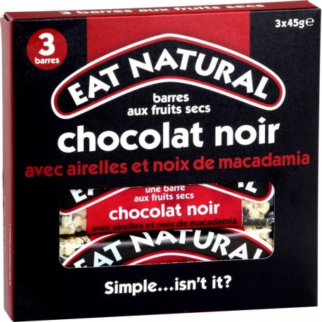 Eat Natural Barres chocolat noir airelles macadamia sans gluten