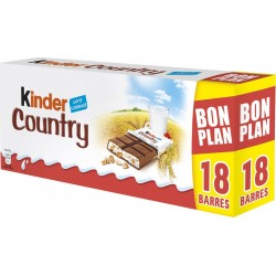 Kinder Country Barres chocolatées céréales x18 423g