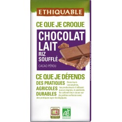 Ethiquable Chocolat bio lait riz soufflé