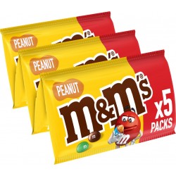 M&M's Bonbons chocolat au lait et cacahuètes PEANUT 5x45g 225g