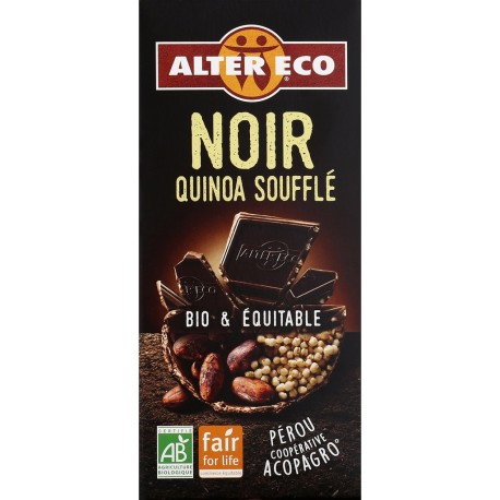 Alter Eco Chocolat bio noir quinoa soufflé