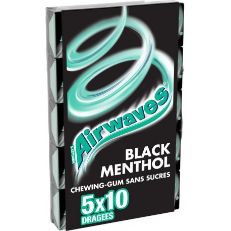 Airwaves Chewing-gum sans sucres Black Menthol 5x10 70g