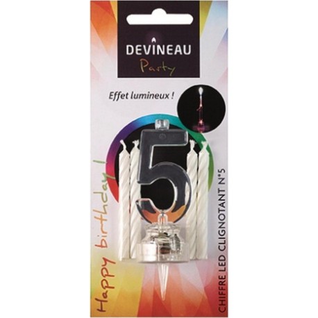 Devineau Bougie chiffre n.5 avec led