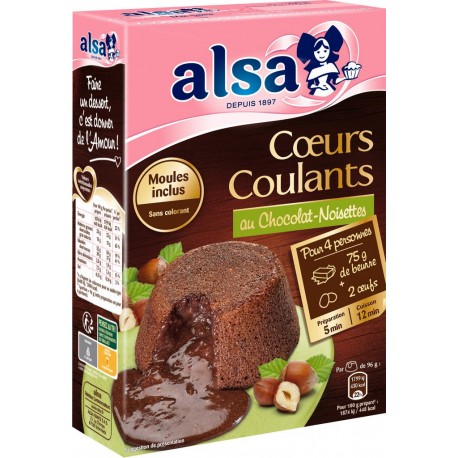 ALSA Préparation gâteau cœur coulant chocolat noisette