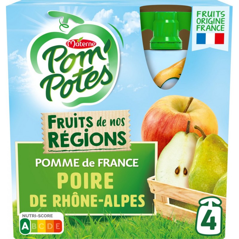 Pom Potes Compotes en gourde pomme-poire s/sucres ajoutés POM'POTES 