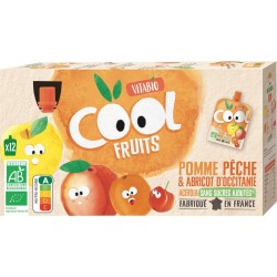 Vitabio Compote Cool Fruits Pomme Pêche Abricot 12x85g 1.02Kg
