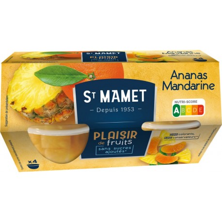 St Mamet Fruits au sirop ananas et mandarine x4 80g