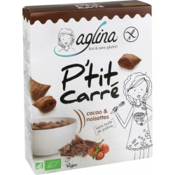 Aglina Céréales bio P'tit Carré cacao & noisette s/gluten