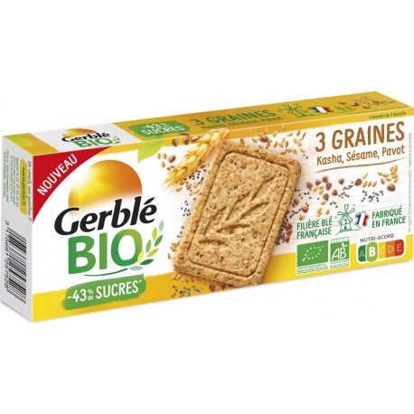 Gerble Bio Biscuits sablé graines sésame ,kasha & pavot Bio