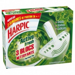Harpic Active Fresh 3 blocs Nettoyans Parfum Pin (lot de 12 blocs)