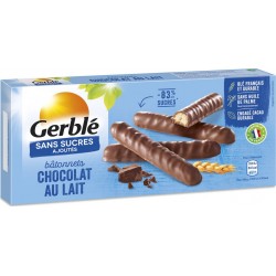 Gerble Biscuits bâtonnets chocolat lait s/sucres ajoutés