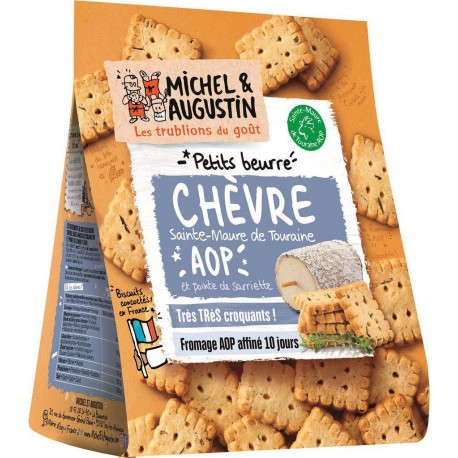 Michel Et Augustin Biscuits apéritifs Petits beurre Chèvre et sarriette 100g (lot de 10)