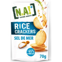 N.A! Biscuits apéritifs crackers de riz sel de mer 70g (lot de 20)