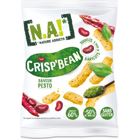 N.A! Biscuits apéritifs crisp'bean soufflés à base de Haricots saveur pesto 50g (lot de 20)