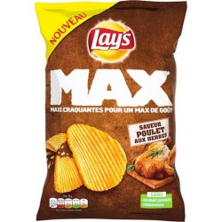 Lay’s Chips Max Maxi Craquantes pour un Max de Goût Saveur Poulet aux Herbes 120g (lot de 6)